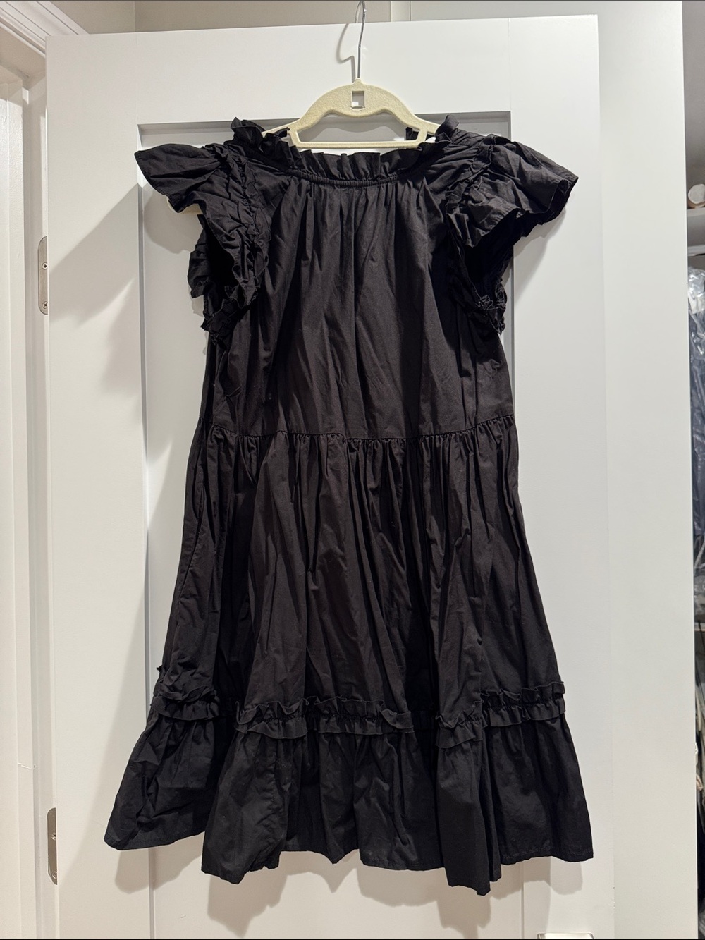 House of Harlow 1960 Black Ruffle Sleeve Tiered Dress - Girls